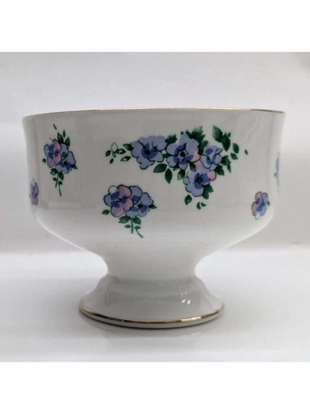 Royal Victoria Bone China Footed Bowl Dessert Cup Floral Gold Trim England